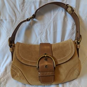 NWT COACH camel suede satchel